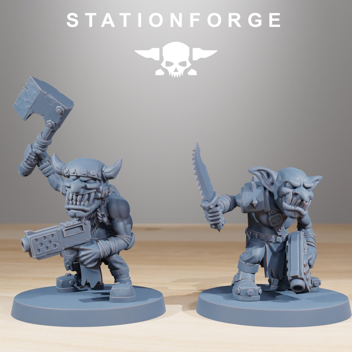 Gob Infantry (Set of 11) + Base(s) by StationForge | 8K Resin Printed Miniatures | Grimdark | Space Orks | Greenskins | Orc | Goblins