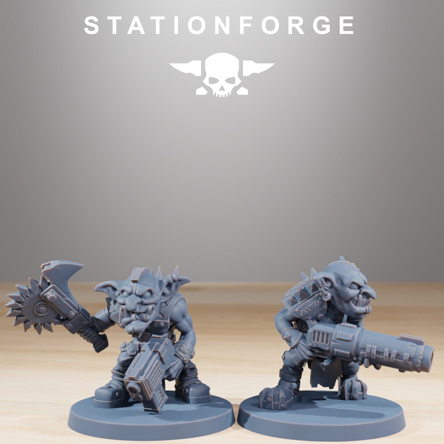 Gobs Berserkers (Set of 11) + Base(s) by StationForge | 8K Resin Printed Miniatures | Grimdark | Space Orks | Greenskins | Orc | Goblins
