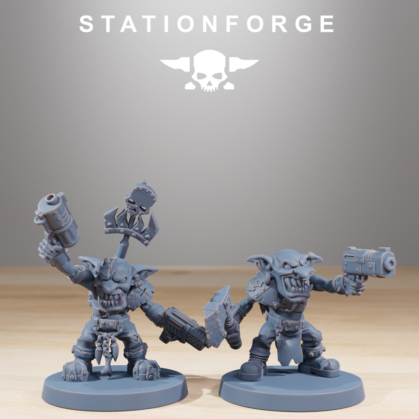 Gobs Berserkers (Set of 11) + Base(s) by StationForge | 8K Resin Printed Miniatures | Grimdark | Space Orks | Greenskins | Orc | Goblins