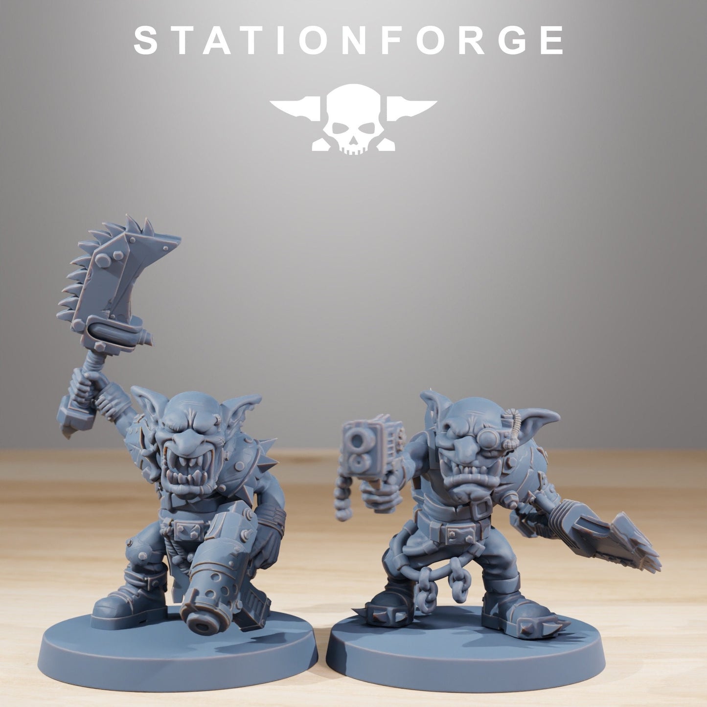 Gobs Berserkers (Set of 11) + Base(s) by StationForge | 8K Resin Printed Miniatures | Grimdark | Space Orks | Greenskins | Orc | Goblins
