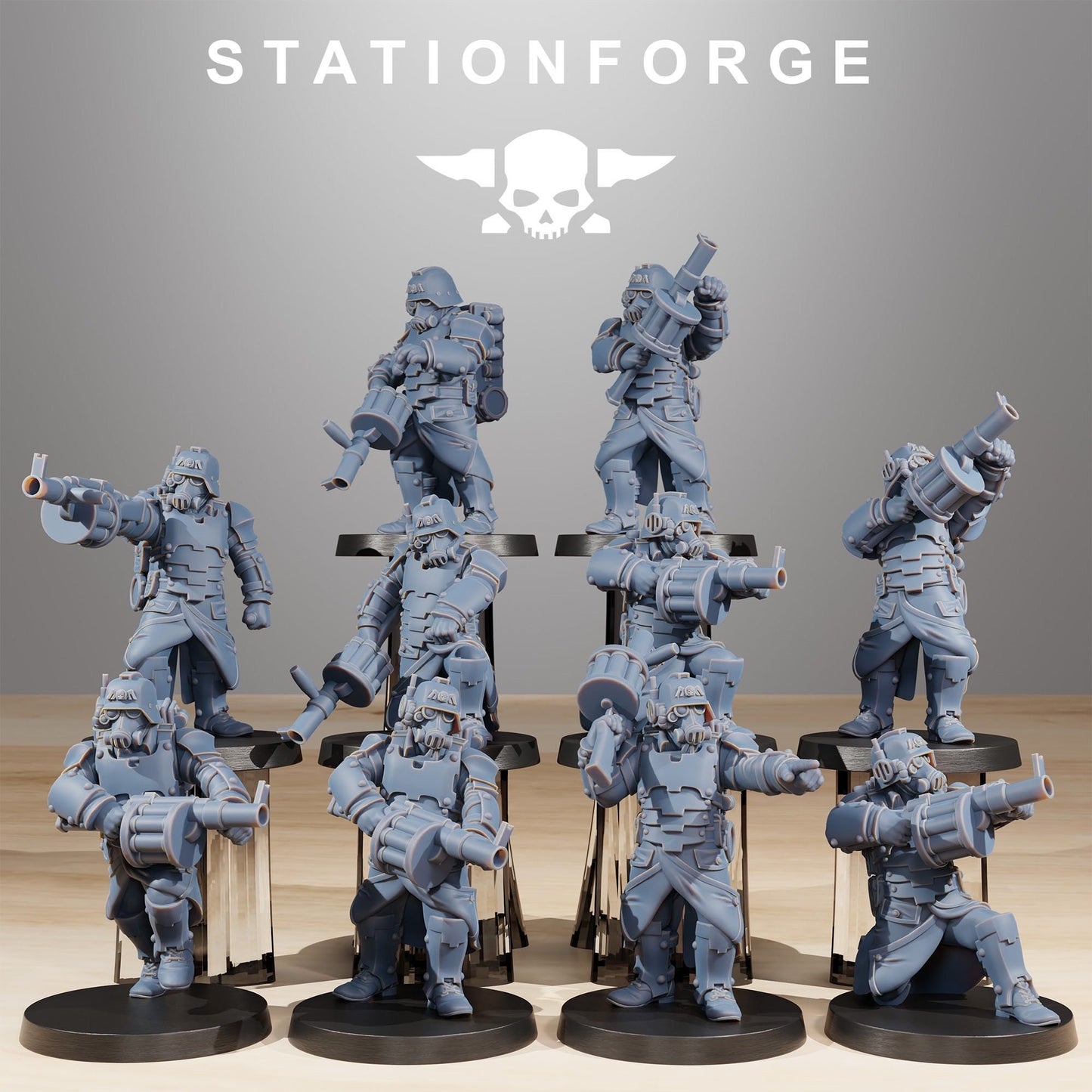 GrimGuard Tinkers (Set of 10) + Base(s) by Station Forge Miniatures - Grimdark Future | Astra Militarum | Imperial Guard | Death Division