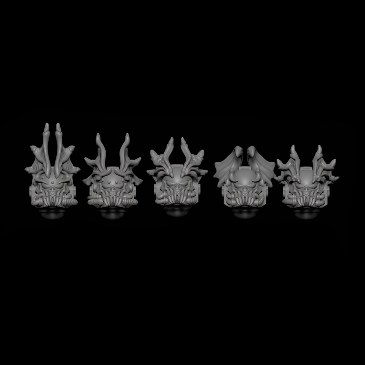 Vampiric Knight Raider Heads (Set of 5) [BlackRose Miniatures]