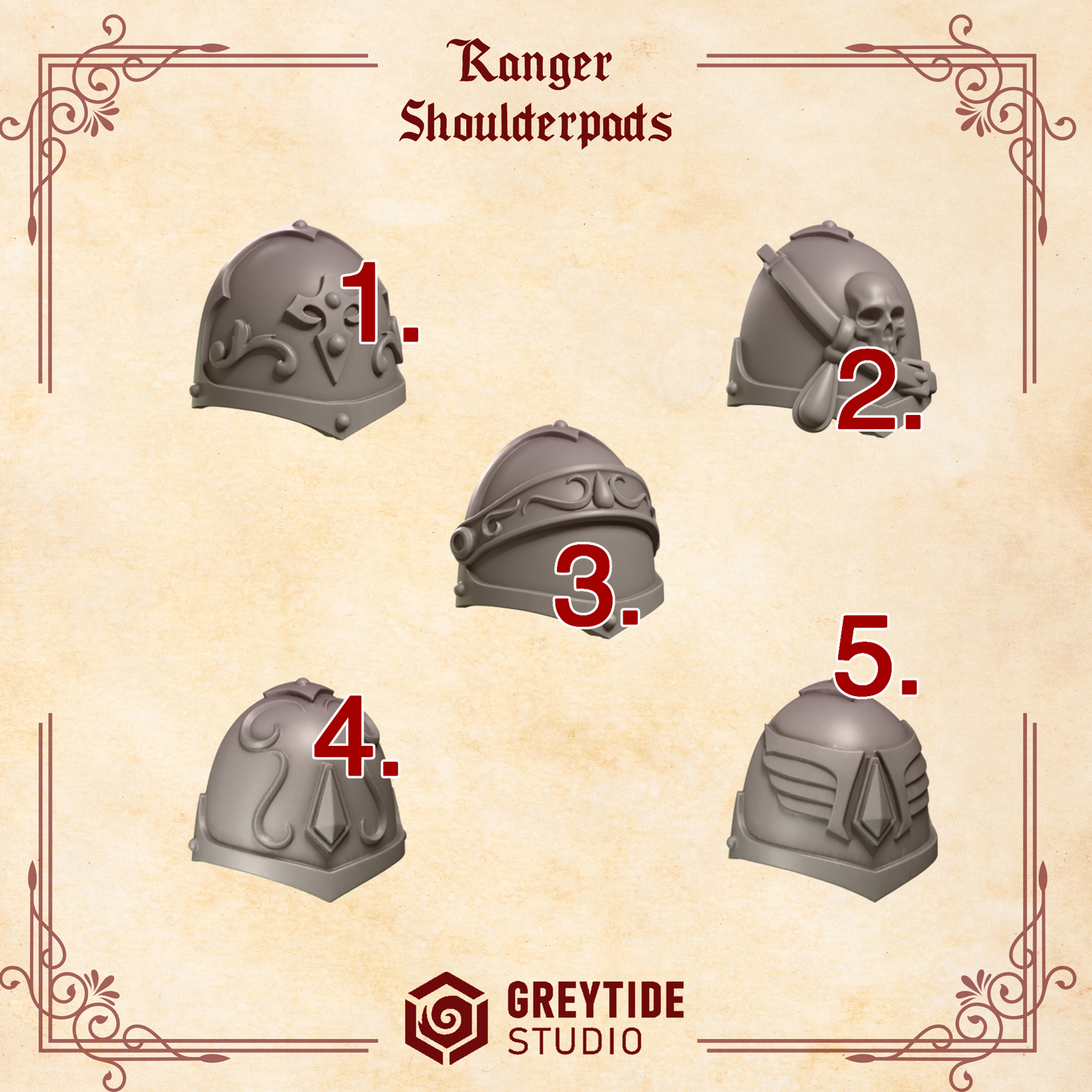 Crimson Lords Rangers Shoulderpads (Set of 5) [Greytide Studio]