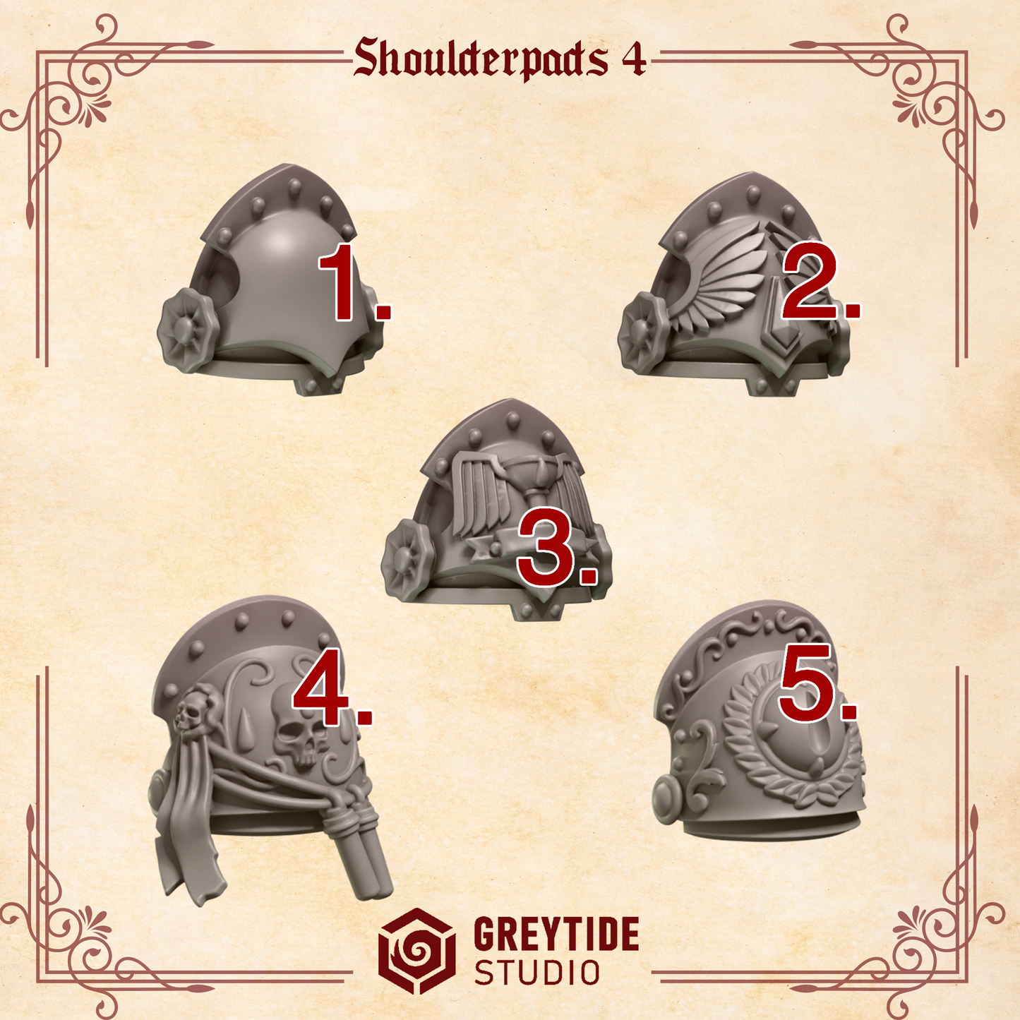 Crimson Lords Shoulderpads Heralds Wrath (Set of 5) [Greytide Studio]
