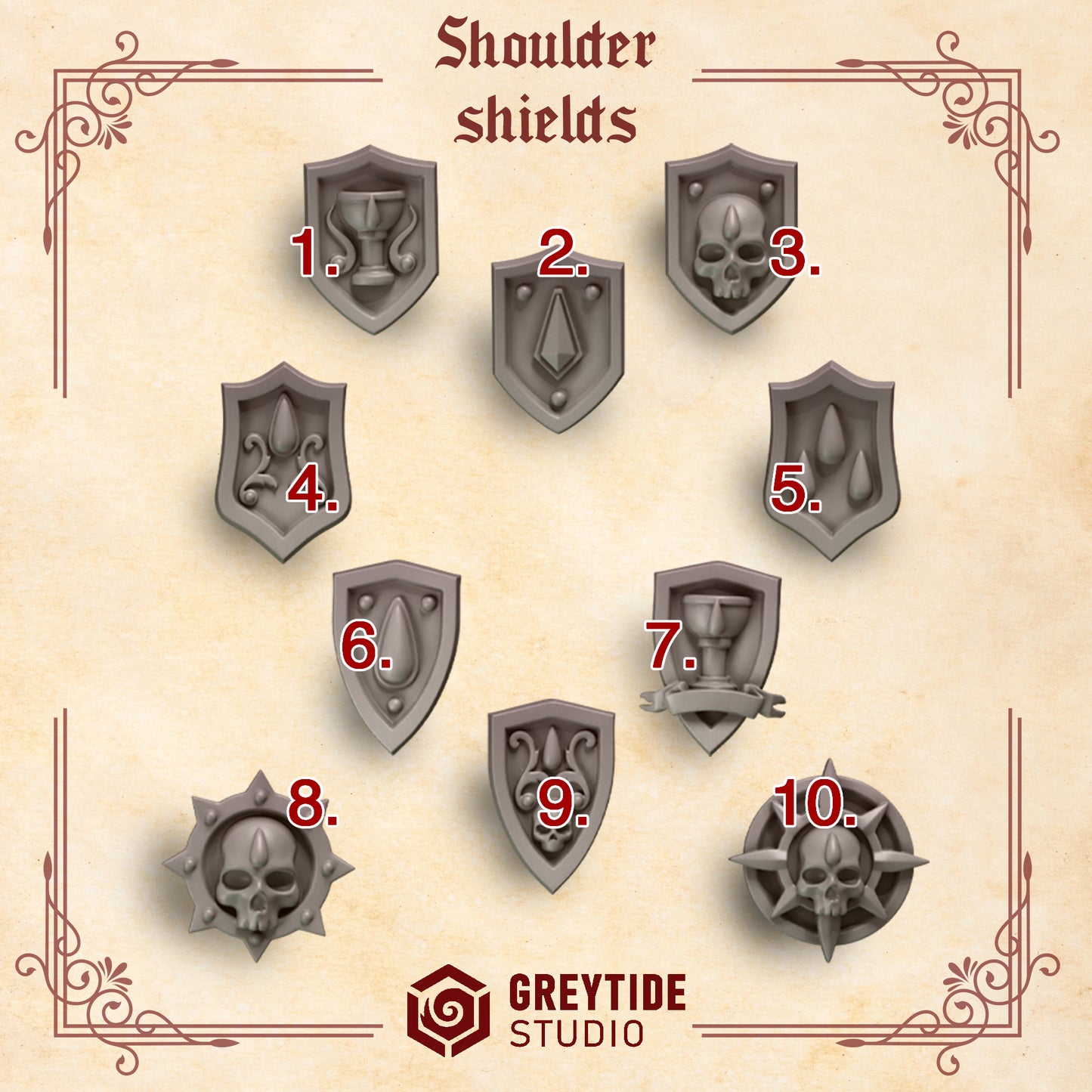 Crimson Lords Joust Shields (Set of 10) [Greytide Studio]