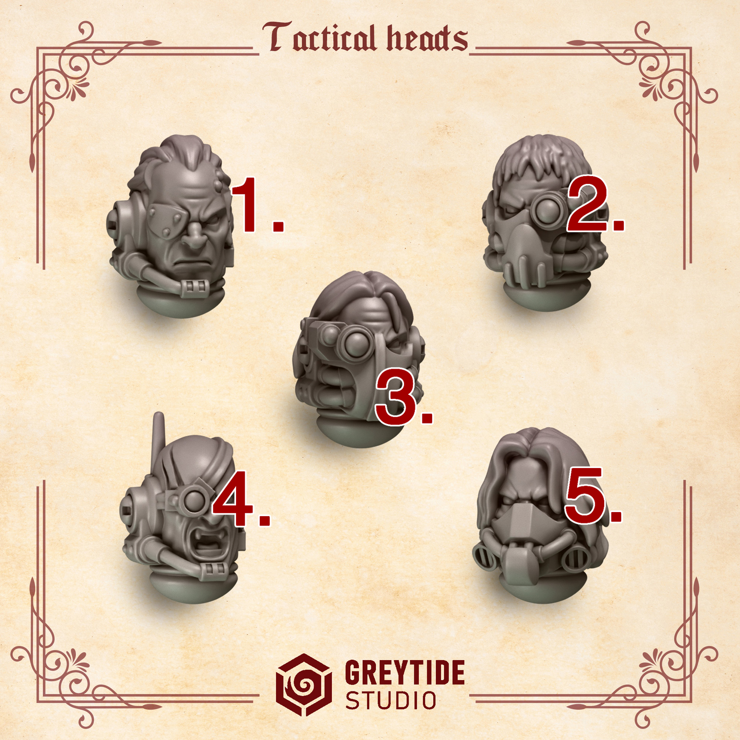 Crimson Lords Tactical Heads (Set of 5) [Greytide Studio]
