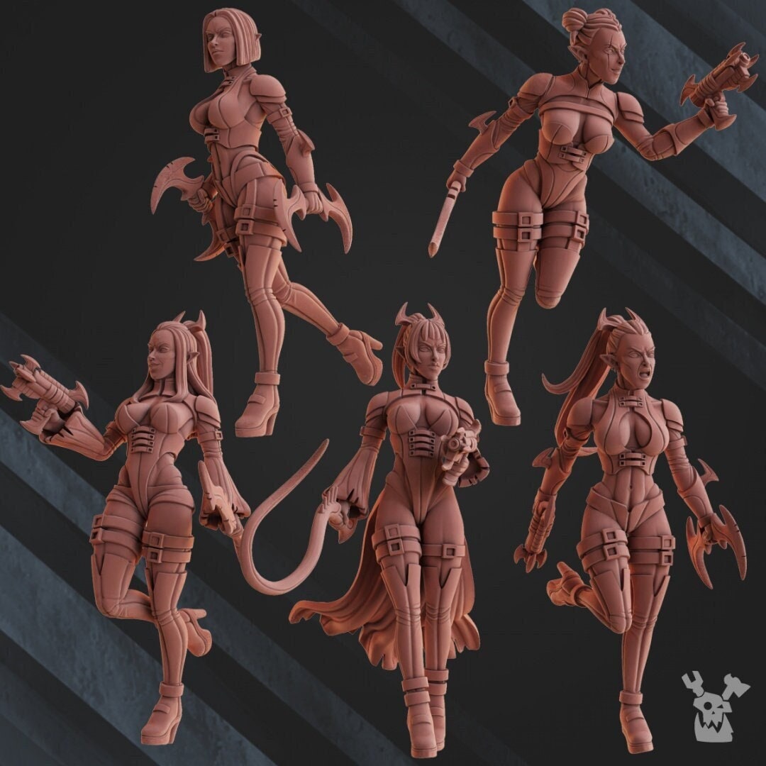 Witches of Alves Night Raiders (5 Models) - | 8K Resin Printed Miniature | Drow Night Demon Witches | Grimdark Future | by DakkaDakka