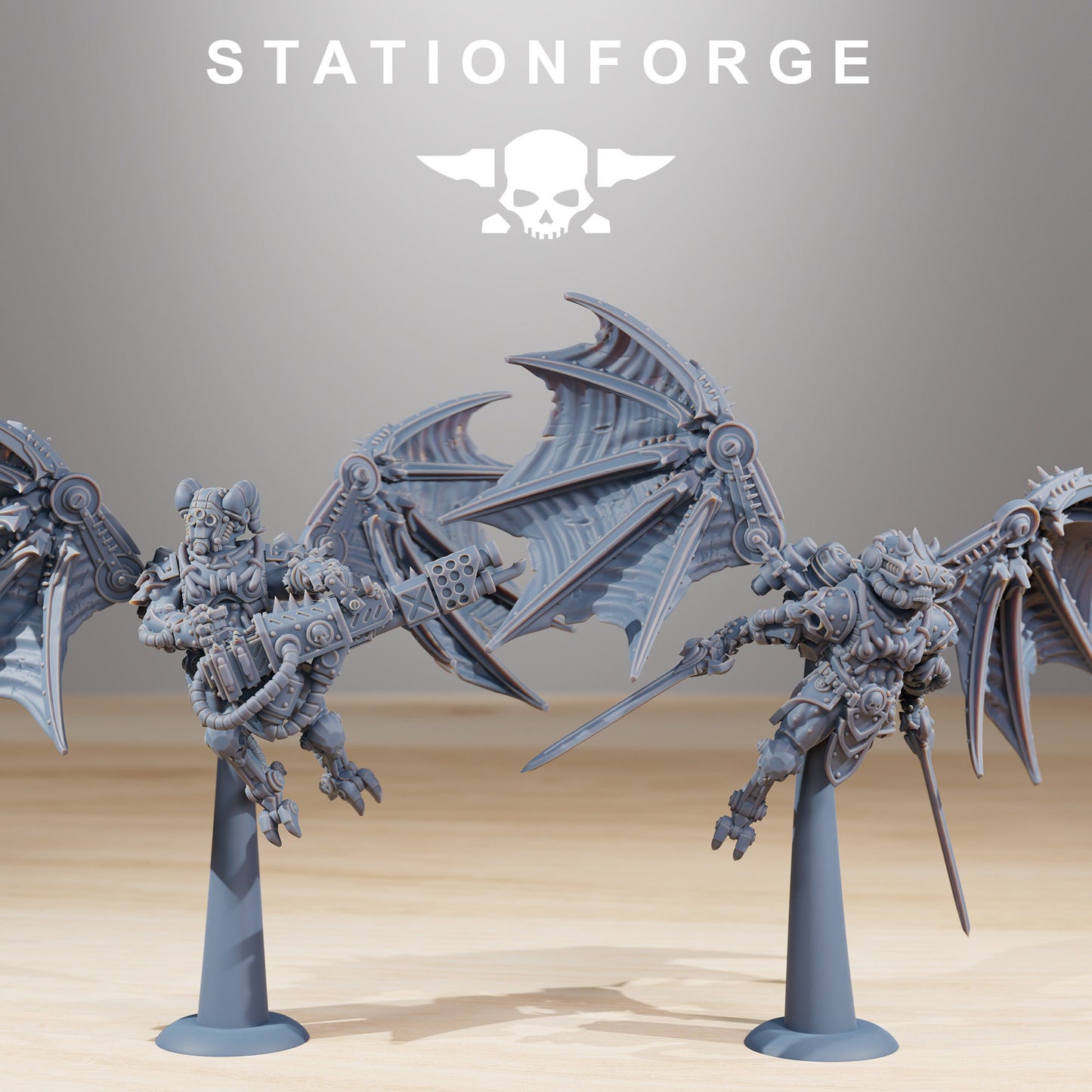 Pythonicus Flyers (Set of 10) | Scavenger Cultist Tech Priests Devout Winged Air Support | 8k High Detail Resin Print by Station Forge