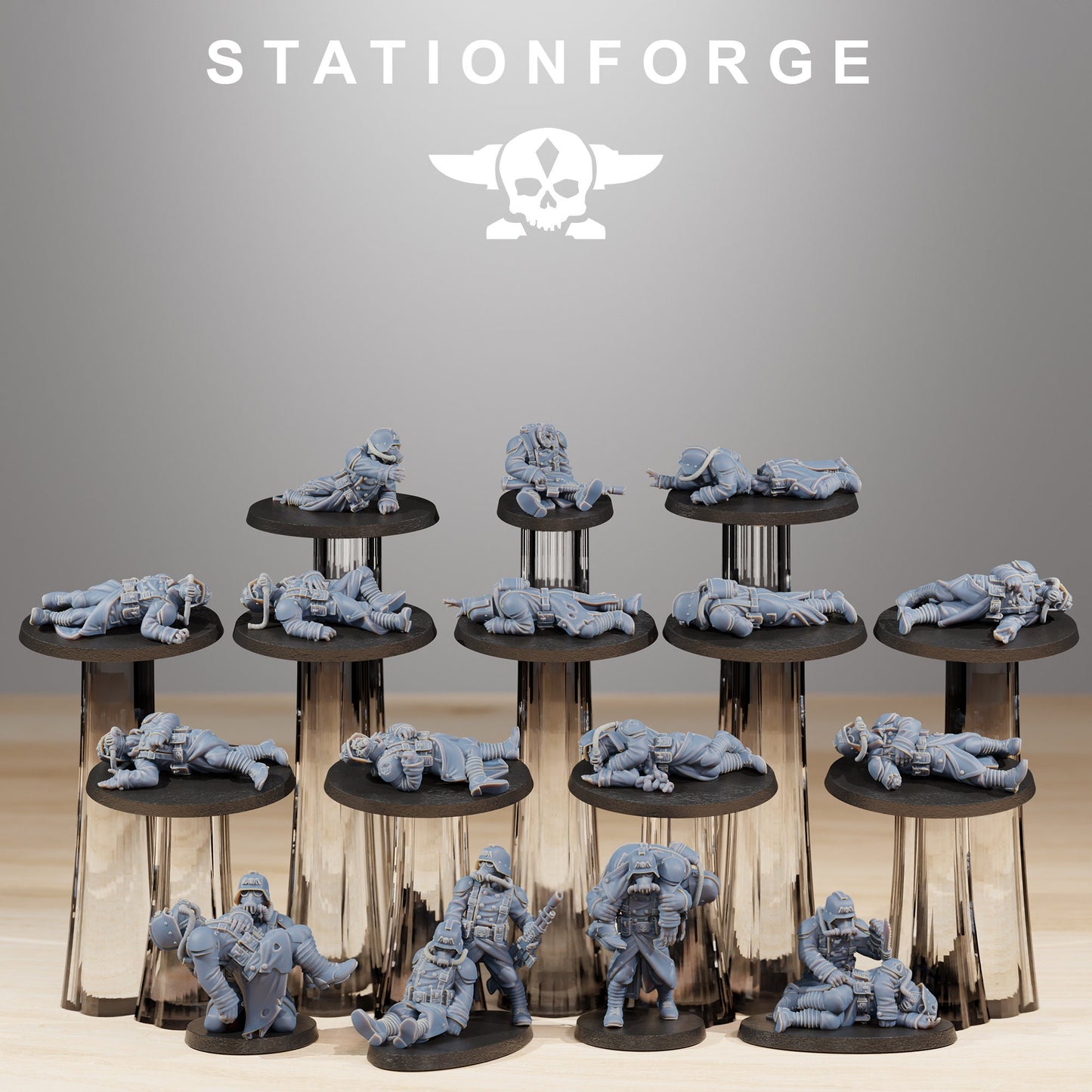 GrimGuard The Fallen (Set of 16) by StationForge Miniatures - Grimdark Future | Guardsmen | Fallen Soldiers | Death Division | Imperial
