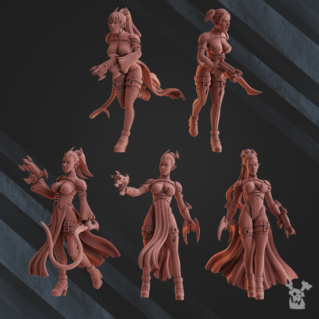 Witches of Alves Night Raiders (5 Models) - | 8K Resin Printed Miniature | Drow Night Demon Witches | Grimdark Future | by DakkaDakka