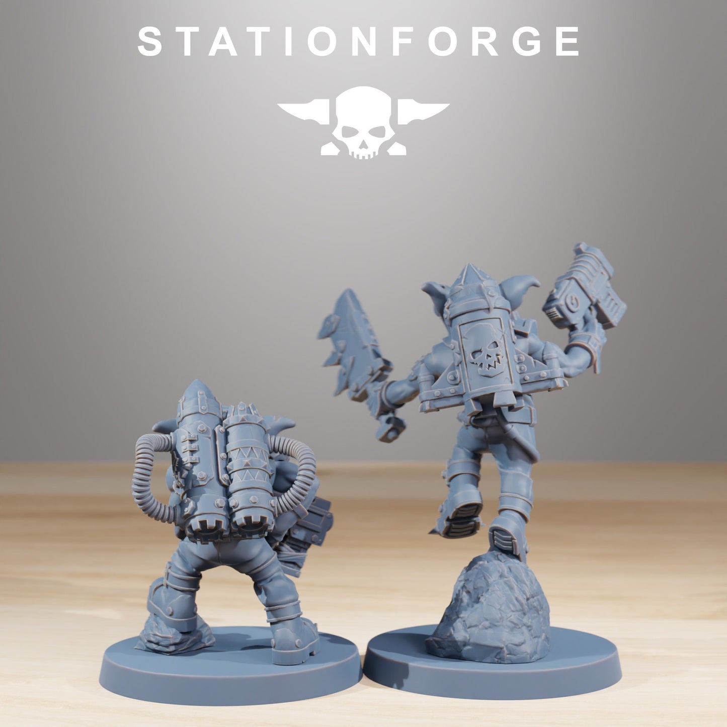 Gobs Jetsters (Set of 10) + Base(s) by StationForge | 8K Resin Printed Miniatures | Grimdark | Space Orks | Greenskins | Orc | Goblins