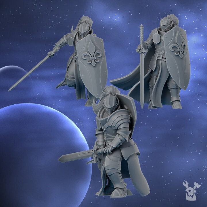 Knights of the Crescent Moon (Set of 3) by DakkaDakka Miniatures - Grimdark Future | Upgrade | Sisters | Nuns | Silence | Angels | Gothic |