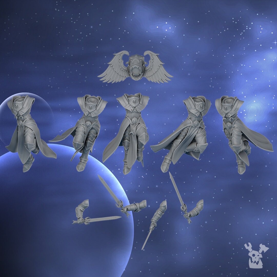 Lunar Angels (Set of 5) by DakkaDakka Miniatures - Grimdark Future | Adepta Sororitas | Silence | Battle Angels | Gothic Nuns |