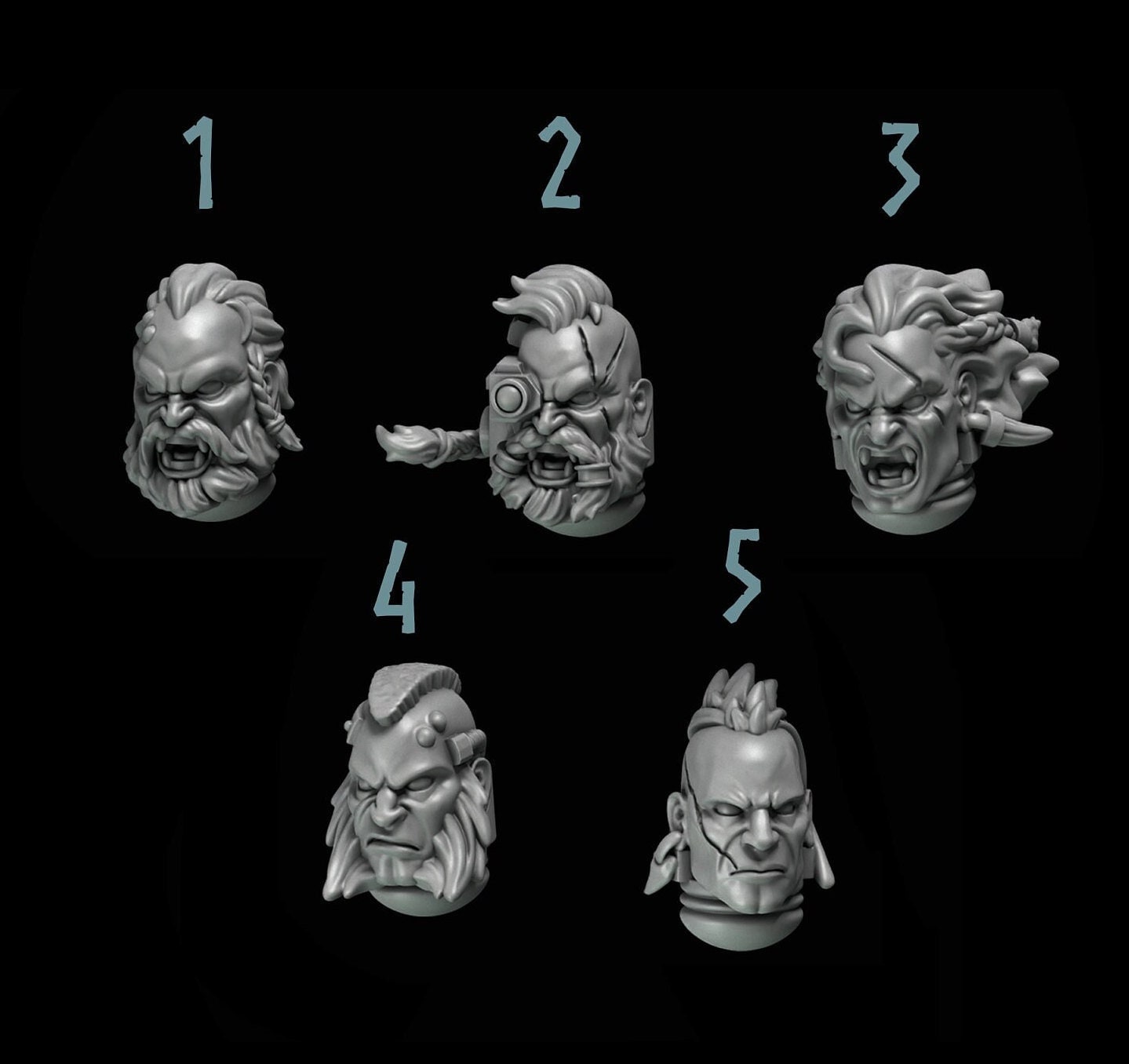 Primal Beasts Wolves [Heads #1] Elite Upgrade Kit (Set of 5)