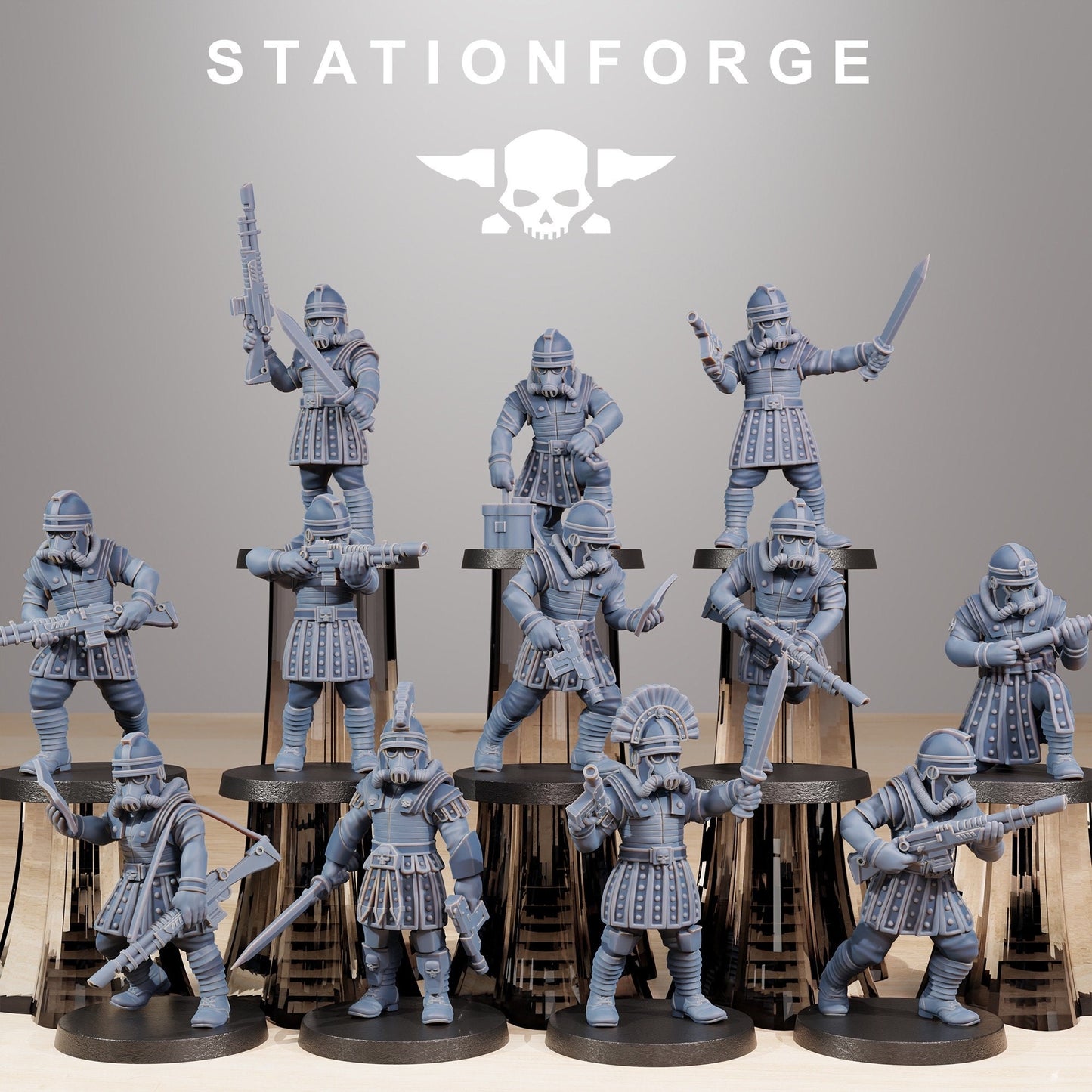 GrimGuard Vexilatio (Set of 12) + Base(s) by Station Forge Miniatures - Grimdark Future | Astra Militarum | Imperial Guard | Death Division