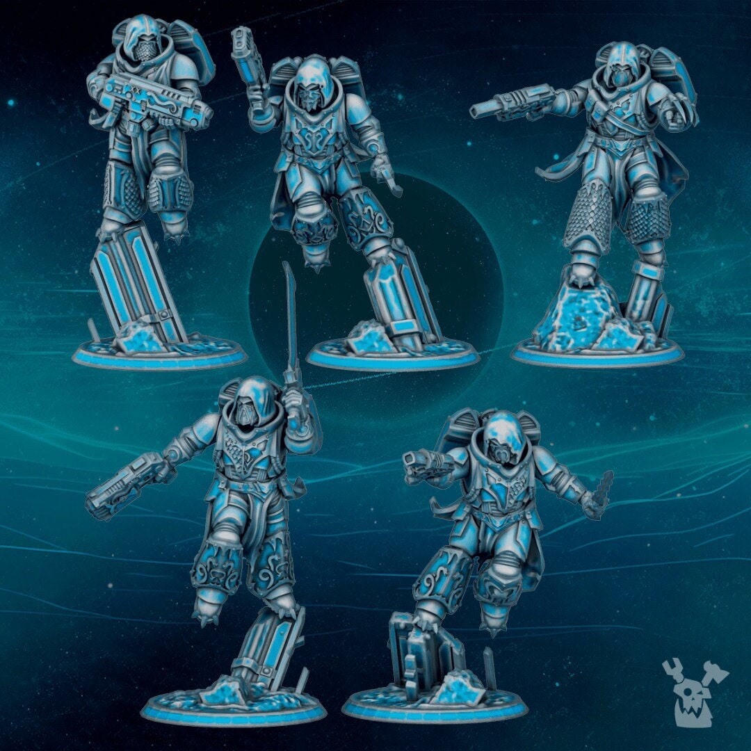 Scylla Assault Brothers Squad (Set of 5) + Base(s) by DakkaDakka Miniatures - Grimdark | Sci-fi Future | Marines | Alpha Chaos Traitors