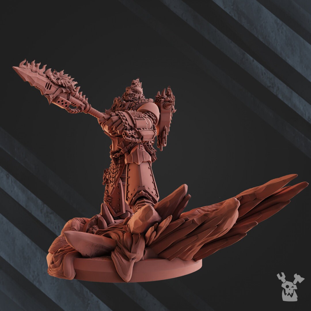 Deinar Fire Lizard Handler 12K UHD by DakkaDakka Miniatures | Grimdark Future | Fire Lizard | Space Warriors | Marine Knights
