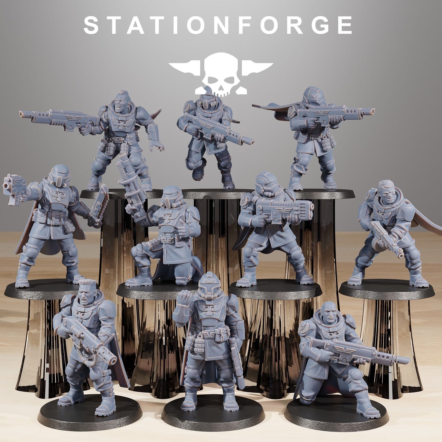 Vaskar Freedom Fighters (Set of 10) 12K | 16K UHD by StationForge Miniatures - Grimdark | Imperial Guard | Death Division | Imperium of Man