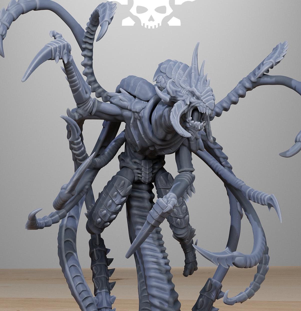 Xenarid Assassin 12K | 16K UHD by StationForge Miniatures - | Grimdark | Xenos | Alien | Neuro | Psyker | Synapse | Shadows In the Warp