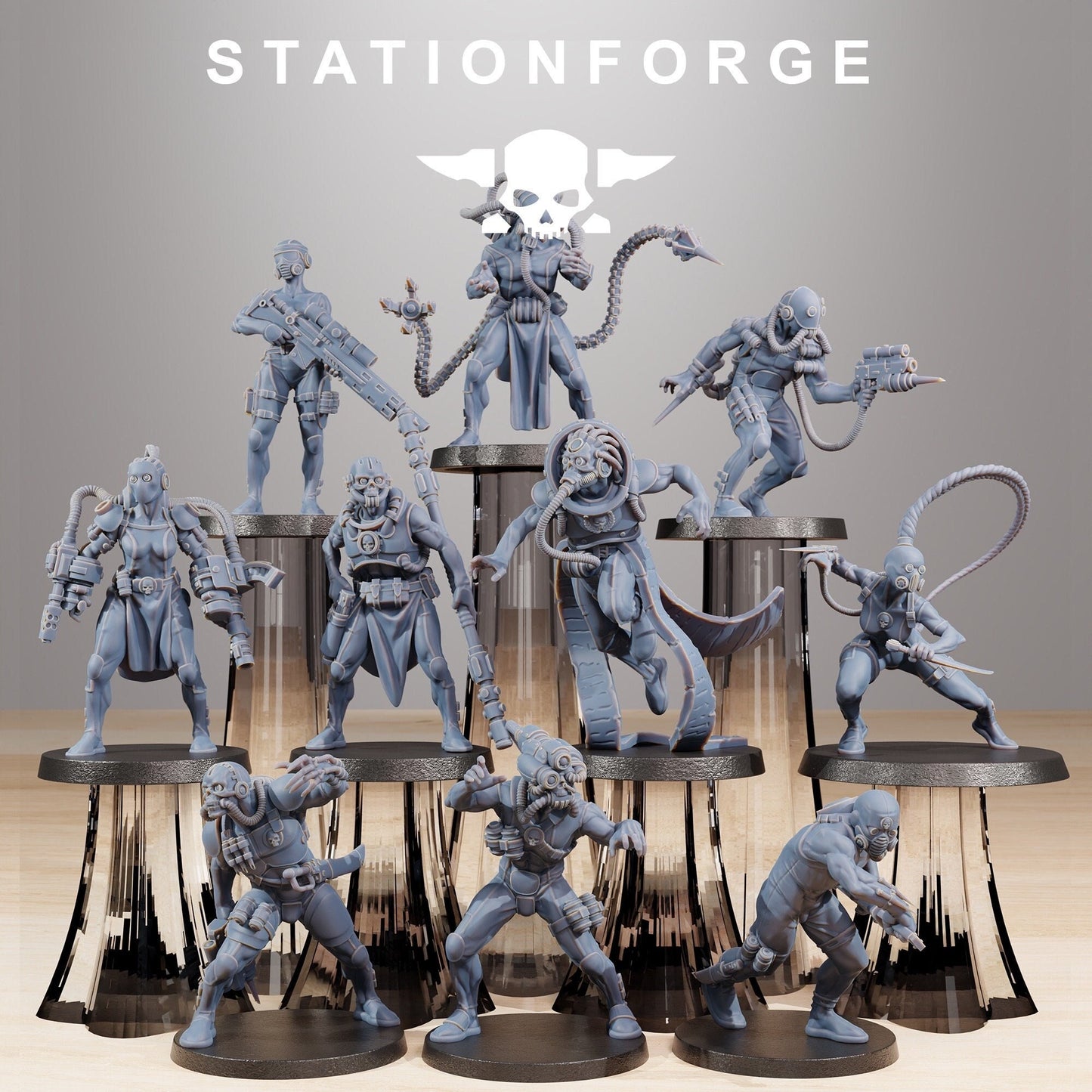 Grim Guard Bounty Hunters (Set of 10) + Base(s) 16K | 12K UHD Prints by Station Forge Miniatures