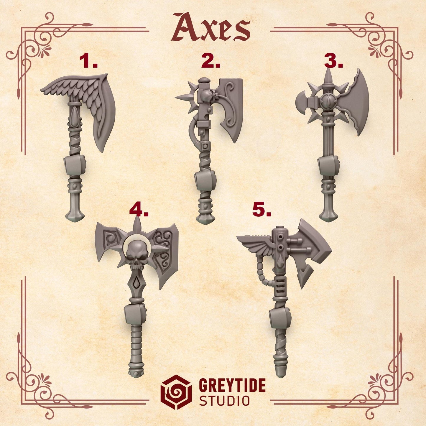 Crimson Lords Axes (Set of 5) [Greytide Studio]