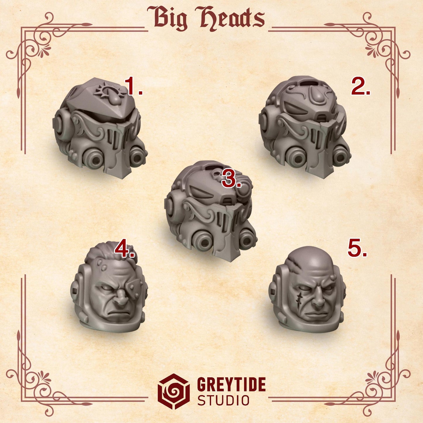 Crimson Lords Termi Heads (Set of 5) [Greytide Studio]