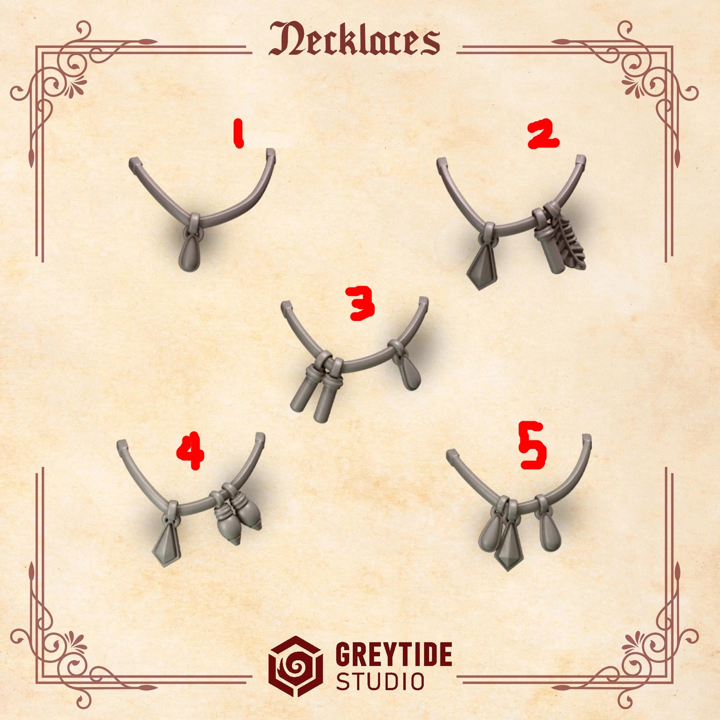 Crimson Lords Necklaces (Set of 5) [Greytide Studio]