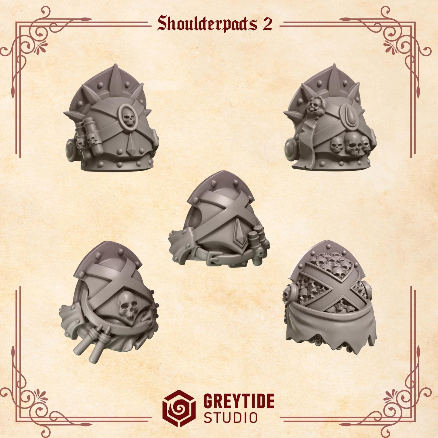Crimson Lords Shoulderpads Blood Knights (Set of 5) [Greytide Studio]