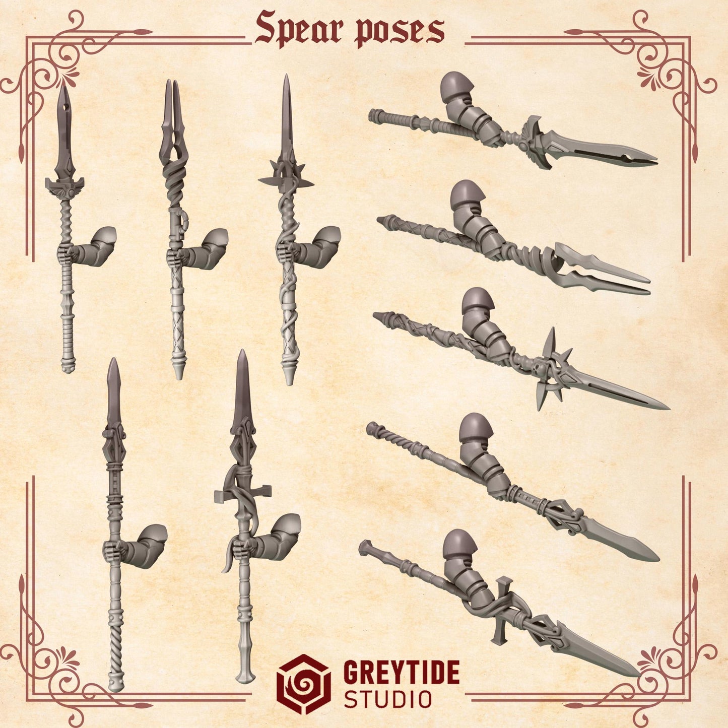 Crimson Lords Spear Poses (Set of 5) [Greytide Studio]