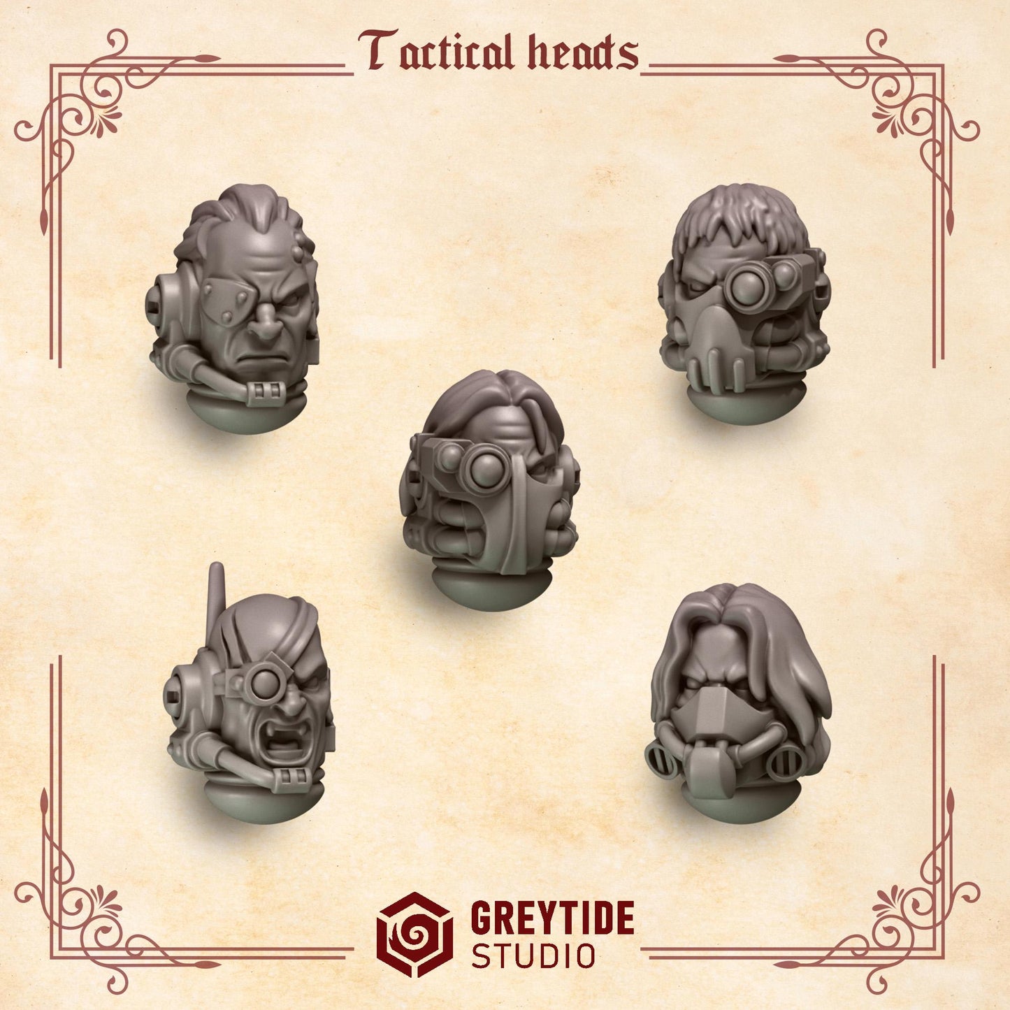 Crimson Lords Tactical Heads (Set of 5) [Greytide Studio]
