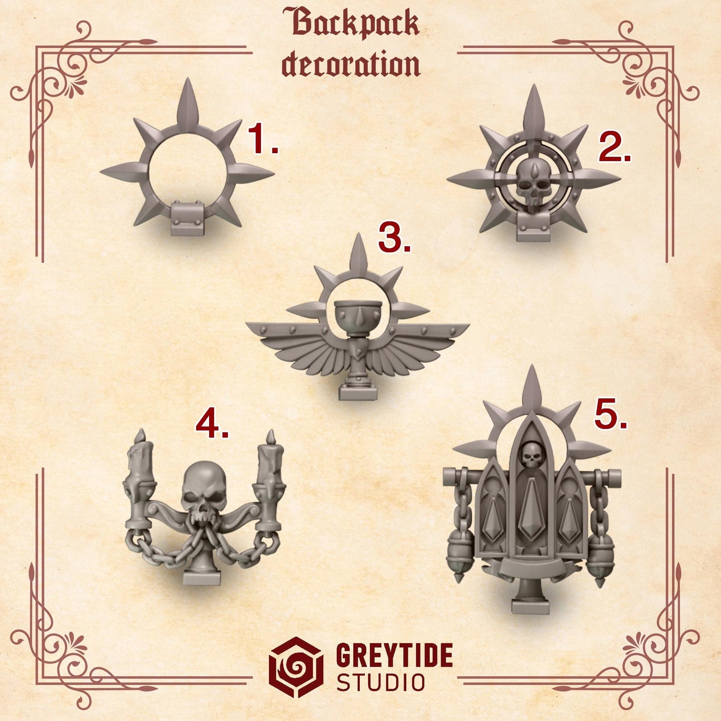 Crimson Lords Backpack Decoration (Set of 5) [Greytide Studio]