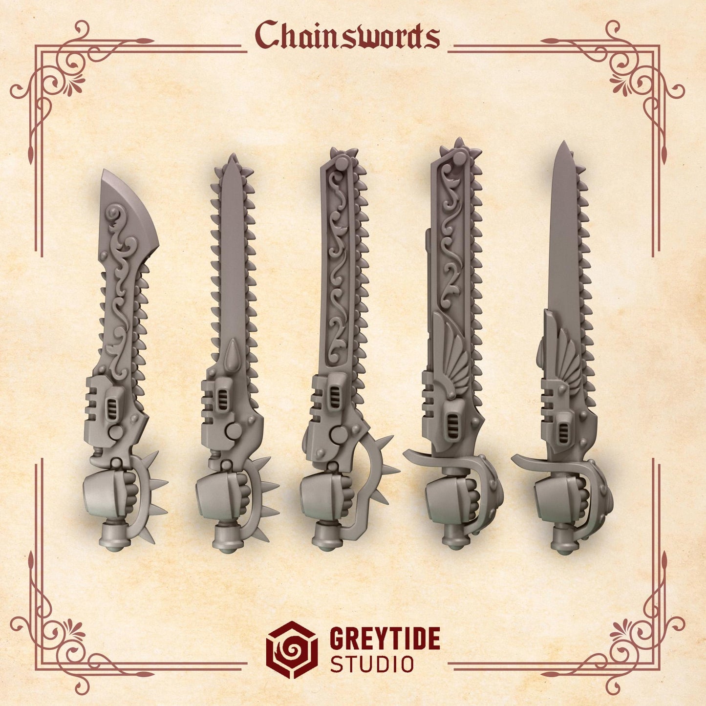 Crimson Lords Chain Swords (Set of 5) [Greytide Studio]