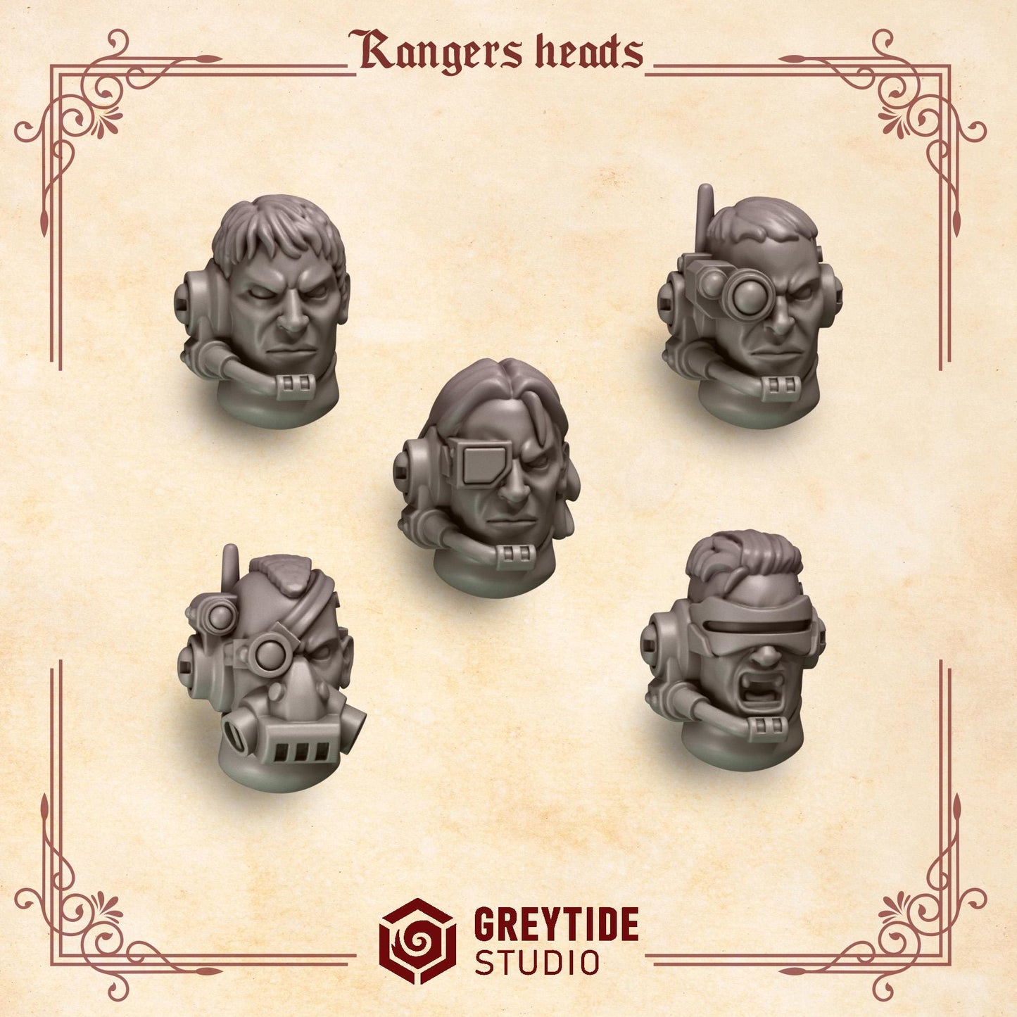 Crimson Lords Rangers Heads (Set of 5) [Greytide Studio]