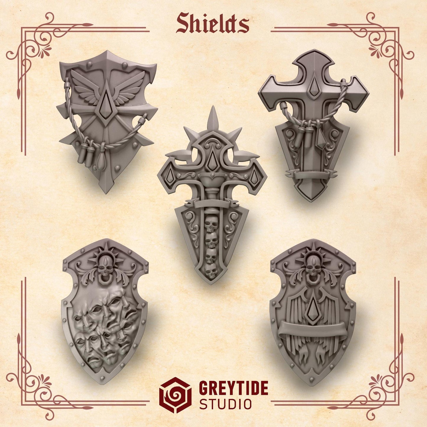 Crimson Lords Shields (Set of 5) [Greytide Studio]